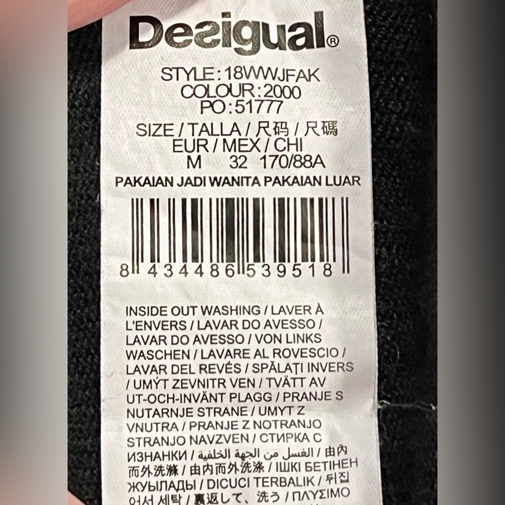 DESIGUAL WOMENS TOP, MULTICOLOR ON BLACK, size medium - Picture 5 of 7